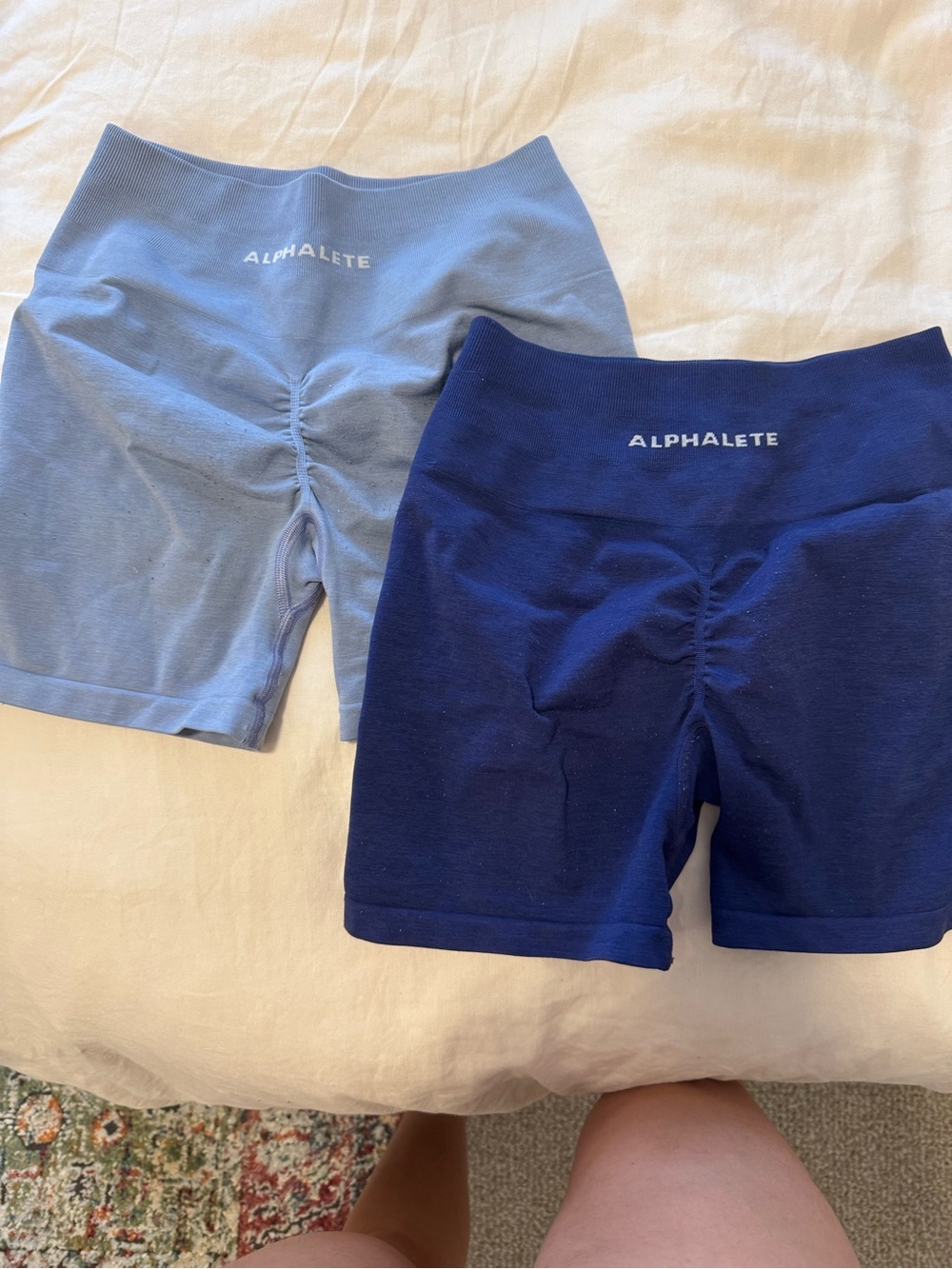 Alphalete Seamless Bike Shorts - Sky Blue & Navy